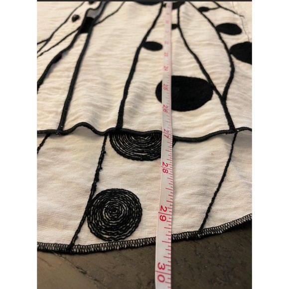 Multiples Black and White Print 3/4 sleeve Hi Lo Button Up Top-Sz S - Picture 6 of 6